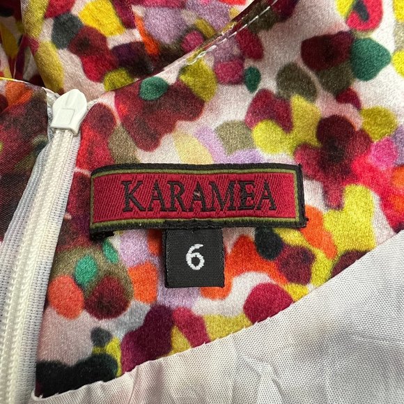 Vintage 100% Silk Kaleidoscope Multicolor Short Sleeve Mini Fitted Sheath Dress - Picture 4 of 8